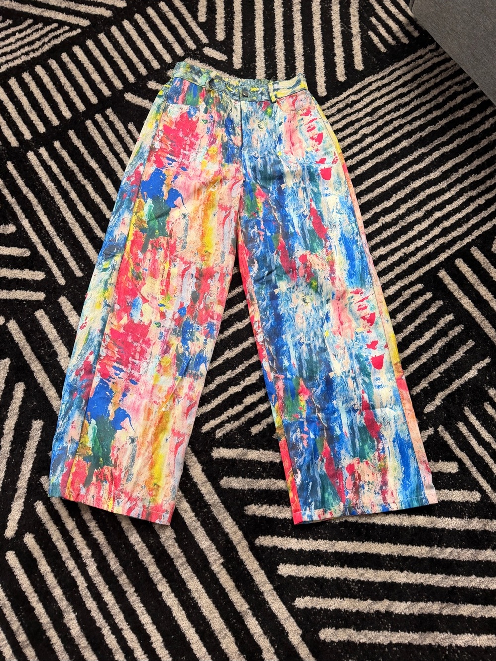 Abstract Paint-Print Wide-Leg Pants - Multicolor - Picture 4 of 5